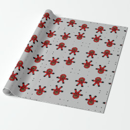 Rood pak astronauten op grijs cadeaupapier
