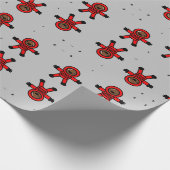 Rood pak astronauten op grijs cadeaupapier (Hoek)