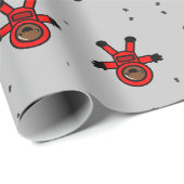 Rood pak astronauten op grijs cadeaupapier (Rol Hoek)