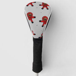 Rood pak astronauten op grijs golfheadcover