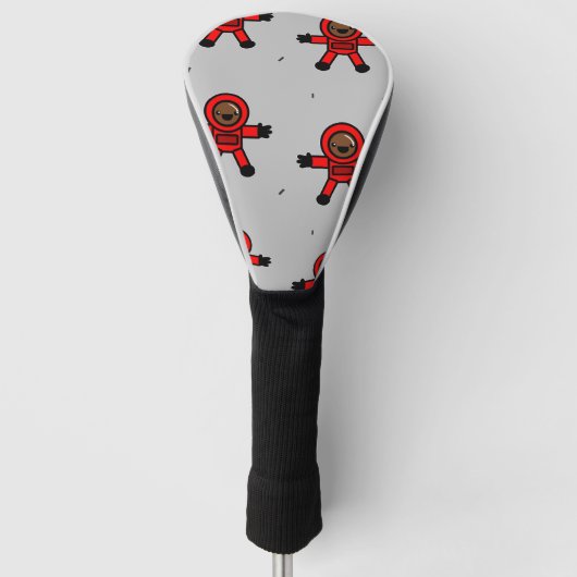 Rood pak astronauten op grijs golfheadcover (Voorkant)