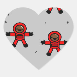 Rood pak astronauten op grijs hart sticker