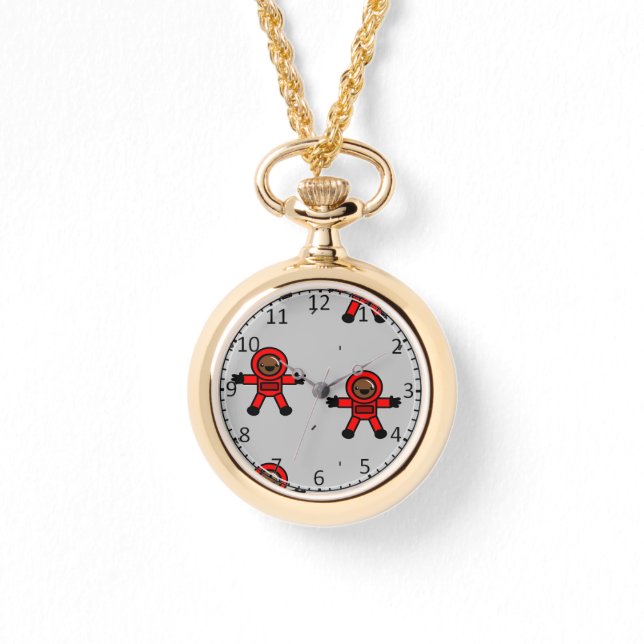 Rood pak astronauten op grijs horloge (Voorkant)