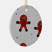 Rood pak astronauten op grijs keramisch ornament (Rechts)