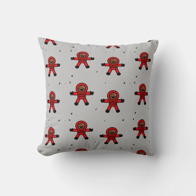 Rood pak astronauten op grijs kussen (Voorkant)