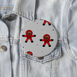 Rood pak astronauten op grijs ronde button 4,0 cm