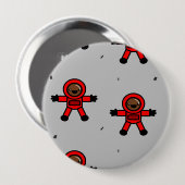 Rood pak astronauten op grijs ronde button 4,0 cm (Voorkant /achterkant)