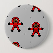 Rood pak astronauten op grijs ronde button 4,0 cm (Voorkant)