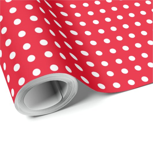 Rood pakpapier met kleine pooldots (Rol Hoek)