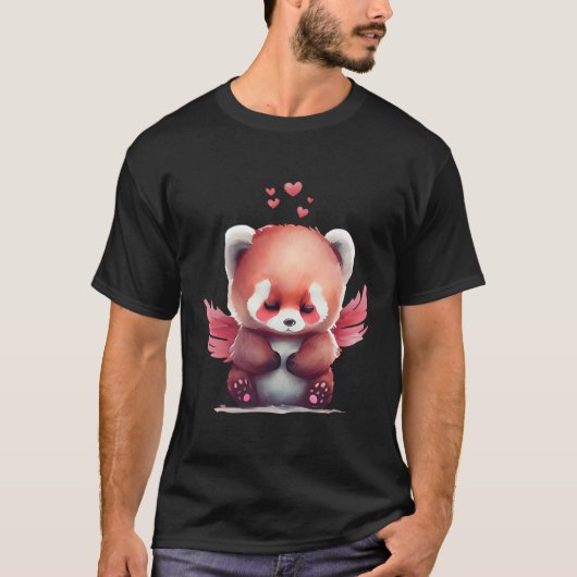 Rood panda dier met vleugels t-shirt (Voorkant)