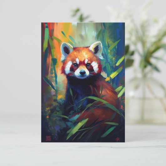 Rood Panda Dierenportret Schilderij Wildlife Fores Bedankkaart (Staand voorkant)