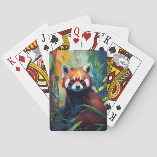 Rood Panda Dierenportret Schilderij Wildlife Fores Pokerkaarten (Achterkant)