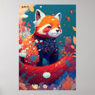 Rood Panda Dierenportret Schilderij Wildlife Fores Poster