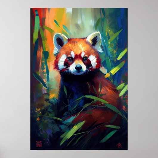 Rood Panda Dierenportret Schilderij Wildlife Fores Poster (Voorkant)