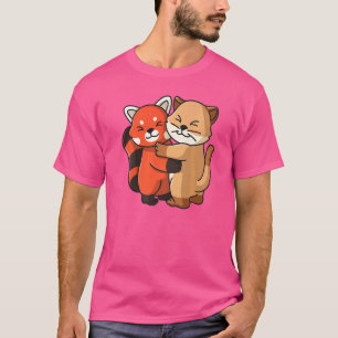 Rood panda en katten koken dierentuindieren die ka t-shirt