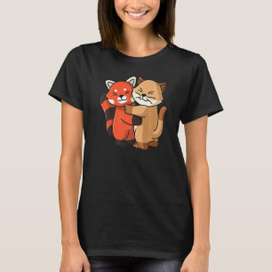 Rood panda en katten koken dierentuindieren die ka t-shirt