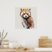 Rood Panda Portret Dier Schilderen Wildlife Forest Poster (Keuken)