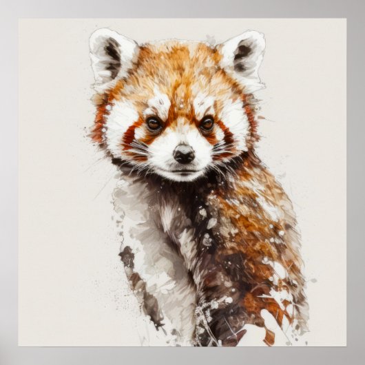 Rood Panda Portret Dier Schilderen Wildlife Forest Poster (Voorkant)