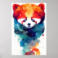 Rood Panda Wild Natuur Dier Kleur Kunst Schilderen