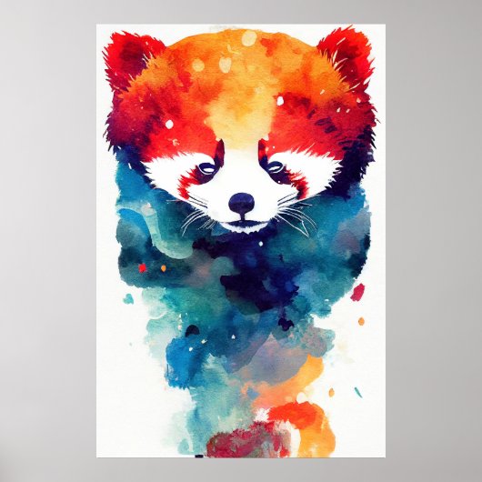 Rood Panda Wild Natuur Dier Kleur Kunst Schilderen Poster (Voorkant)
