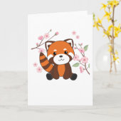 Rood-panda zoete dieren voor Kawaii Kawaii Kaart (Gele Bloem)