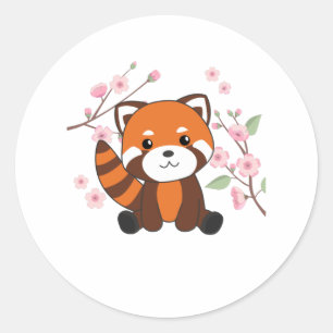 Rood-panda zoete dieren voor Kawaii Kawaii Ronde Sticker