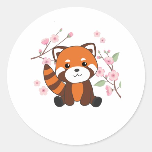 Rood-panda zoete dieren voor Kawaii Kawaii Ronde Sticker (Voorkant)