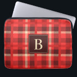 Rood paneel met aangepaste monogram laptop sleeve<br><div class="desc">Voor die comfortabele rustige blik van warm rood paneel,  wordt dit klassieke rode vlekvormig ontwerp met een passend monogram uitgestraald dat u met uw eigen initiaal of andere tekst kunt uitgeven.</div>