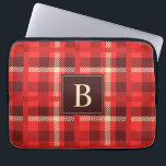 Rood paneel met aangepaste monogram laptop sleeve<br><div class="desc">Voor die comfortabele rustige blik van warm rood paneel,  wordt dit klassieke rode vlekvormig ontwerp met een passend monogram uitgestraald dat u met uw eigen initiaal of andere tekst kunt uitgeven.</div>