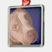 Rood paneel snijkop met blauwe achtergrond metalen ornament (Links)