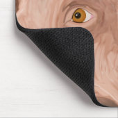 Rood paneel snijkop met blauwe achtergrond muismat (Hoek)