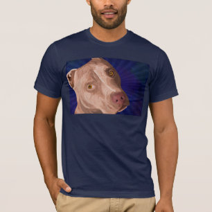 Rood paneel snijkop met blauwe achtergrond t-shirt