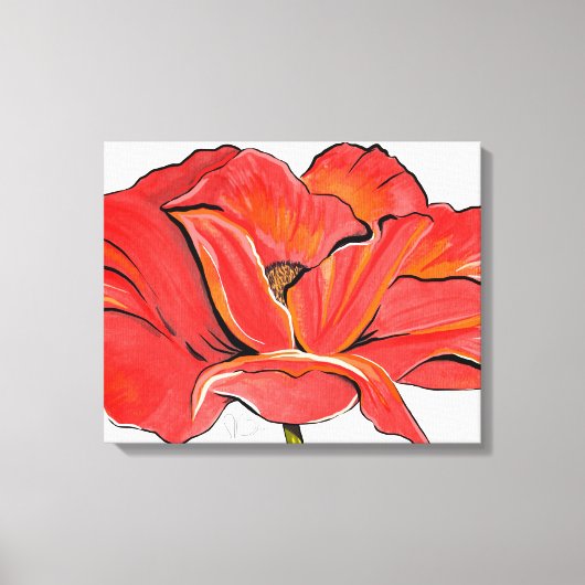 Rood papaver bloem hedendaags acryl schilderij canvas afdruk (Voorkant)