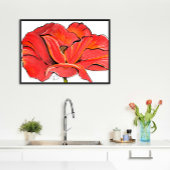 Rood papaver bloem hedendaags acryl schilderij poster
