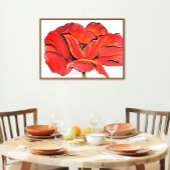 Rood papaver bloem hedendaags acryl schilderij poster