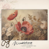  rood papaver botanische efemera decoupage tissuepapier