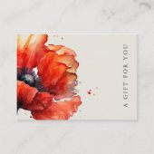 Rood papaver Floral Elegant Cadeaubon Visitekaartje (Voorkant)