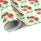Rood papaver inpakpapier - Aangepaste kleur (Rol Hoek)