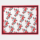 Rood papaver rugleuning met rood zwart-wit fleece deken (Voorkant (Horizontaal))