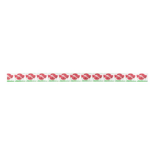Rood papaver Satin Ribbon Satijnen Lint (Voorkant)