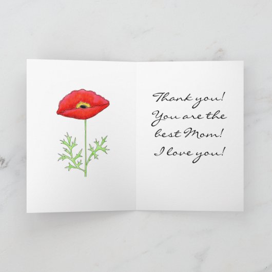 Rood papaver zwart en wit Zizzag moederdag Kaart (Binnen)