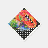 Rood papaverschilderij waterverf | polka-punten servetten (Hoek)