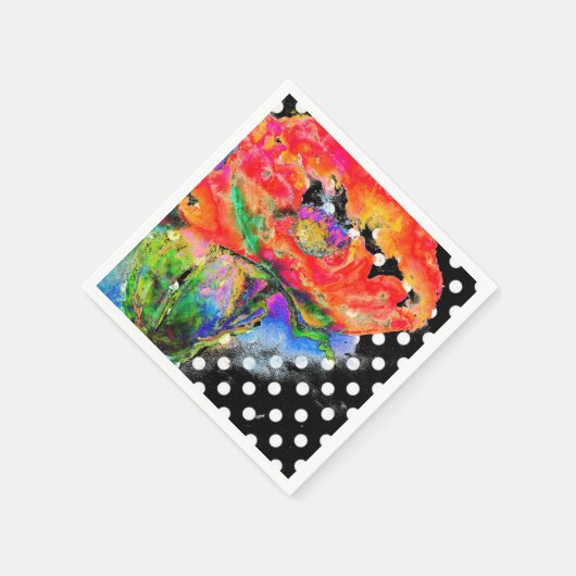 Rood papaverschilderij waterverf | polka-punten servetten (Hoek)