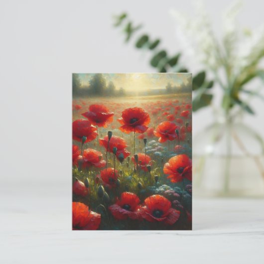  rood papaverveld | Gezegde Hi Briefkaart (Staand voorkant)