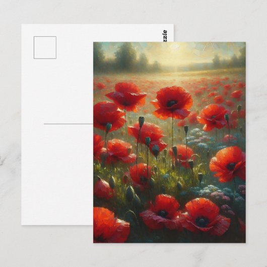  rood papaverveld | Gezegde Hi Briefkaart (Voorkant / Achterkant)