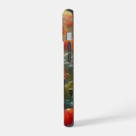  rood papaverveld op een zomerse dag monogram iPhone 15 case (Linkerkant)