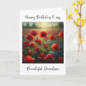 rood papaverveld | Verjaardag van oma Kaart (Gele Bloem)