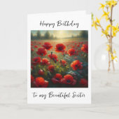rood papaverveld | Verjaardag zuster Kaart (Gele Bloem)