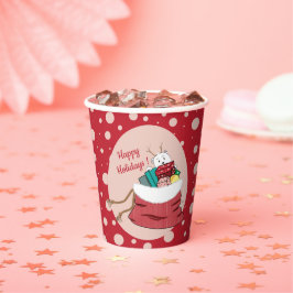 Rood papier bekert roze polair beer cub papieren bekers