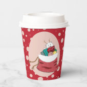 Rood papier bekert roze polair beer cub papieren bekers (Achterkant)